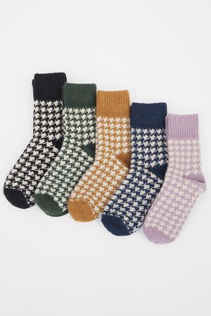 Laundry Cashmere Blend Houndstooth 5 Piece Sock Pack